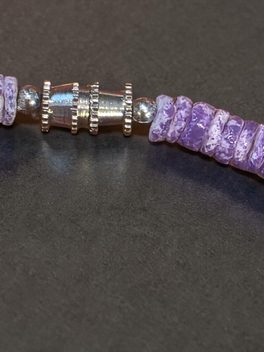 Purple Spiny Oyster Shell Heishi Bead Necklace - Picture 3 of 3